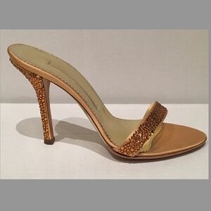 GIANMARCO LORENZI GOLD SWAROVSKI embellished CRYSTAL SANDALS - SIZE 37